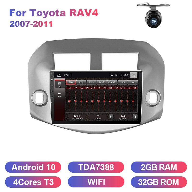 Eunavi Android 10 2 din car radio stereo multimedia for Toyota RAV4 Rav 4 2007 2008 2009 2010 2011 headunit GPS TDA7851 usb