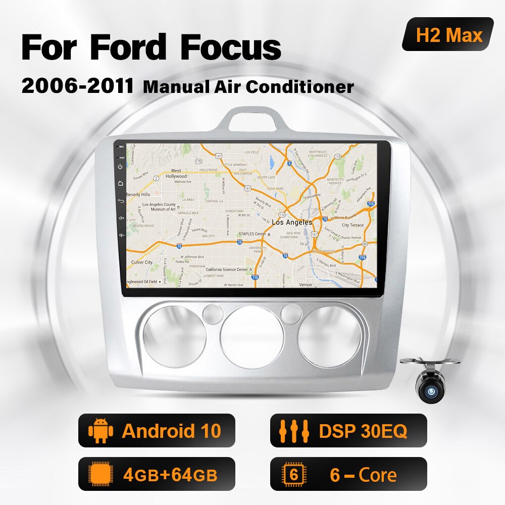 Eunavi 2 Din Android Car Radio Multimedia Player For ford focus 2 3 Mk2 Mk3 2004-2011 hatchback 2din Audio 9'' Headunit DSP GPS