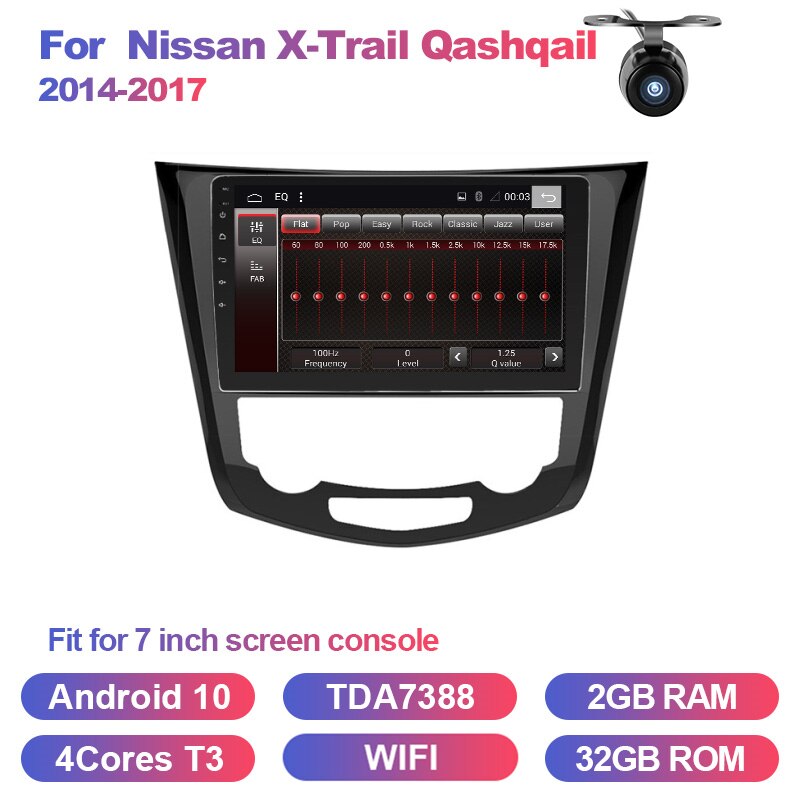 Eunavi 10.1" Android 10 Car GPS Radio Player for Nissan X-Trail Qashqail 2014 -2017 with Octa Core 4GB+32GB Stereo Multimedia