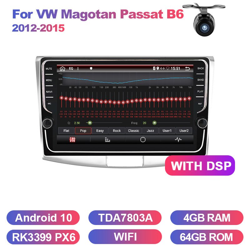 Eunavi Android 10 2 Din Car Radio GPS For VW Volkswagen MAGOTAN 2012-2015 Passat B6 Stereo multimedia navigation head unit