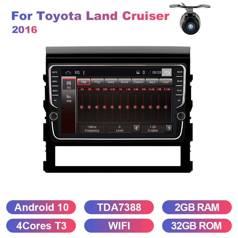 Eunavi 2din car radio stereo multimedia for Toyota Land Cruiser 2016 GPS Android 10 headunit TDA7851 Subwoofer USB NO DVD CD