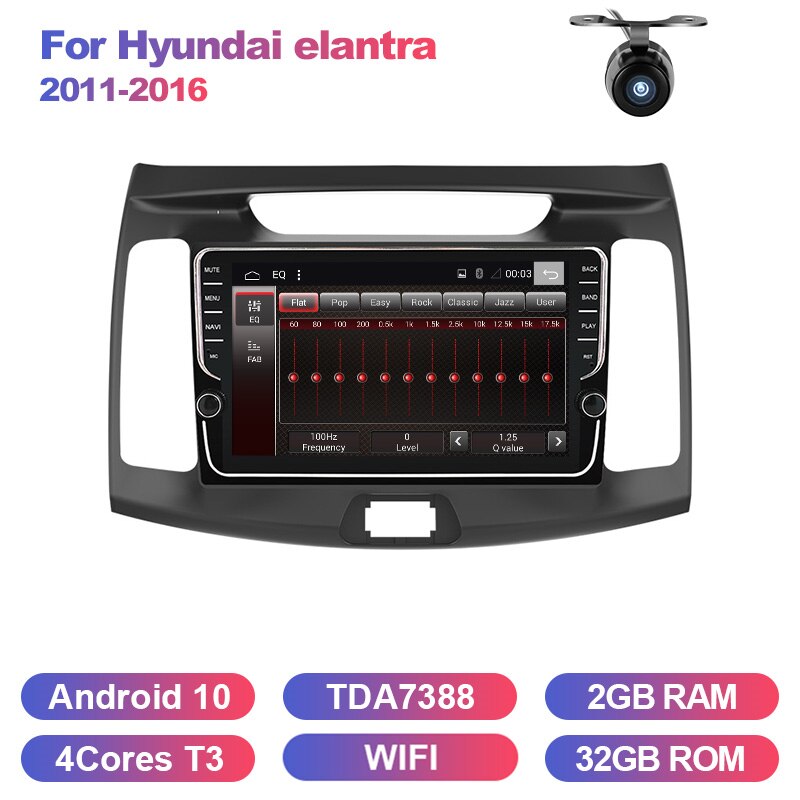 Eunavi Android 10 system car radio stereo multimedia player for Hyundai elantra 2011-2016 2 din headunit GPS TDA7851 4G 64GB