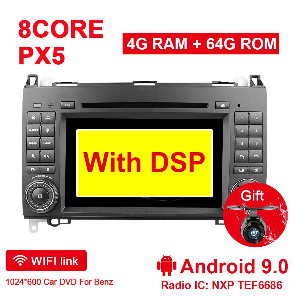 Eunavi 2 din Android 9 Car multimedia For Mercedes Benz Sprinter Vito W169 W245 W469 W639 W906 B200 DVD auto radio gps 4G 64GB