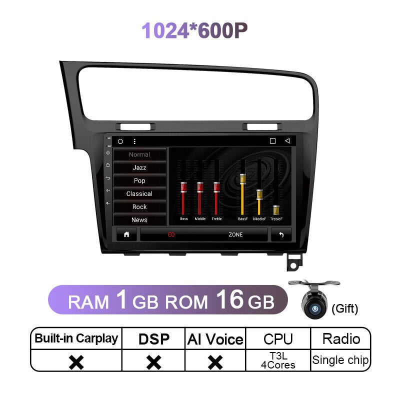 Eunavi 4G 1280*720 2 Din Android 11 Car Radio Multimedia Video Player For VW Golf 7 Golf7 2013 - 2017 2DIN DVD GPS Head Unit