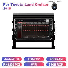 Cargar imagen en el visor de la galería, Eunavi 2din car radio stereo multimedia for Toyota Land Cruiser 2016 GPS Android 10 headunit TDA7851 Subwoofer USB NO DVD CD