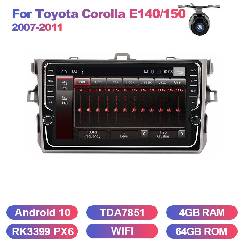 Eunavi Android system car multimedia radio player for Toyota Corolla E140/150 2007-2011 auto radio gps navigation WIFI USB BT