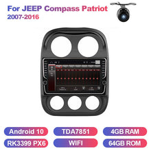 Load image into Gallery viewer, Eunavi 9 inch 2 Din Car Radio GPS Navi Stereo For JEEP Compass Patriot Radio 2007-2016 WIFI Android 10 4G+64G RK3399