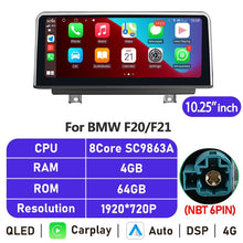 Load image into Gallery viewer, Eunavi 10.25''/12.3'' Android Car Radio Stereo For BMW F30 F20 F21 F31 F32 F33 F34 F36 NBT System Multimedia Player CarPlay GPS