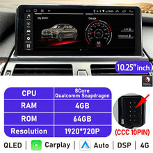 Load image into Gallery viewer, Eunavi 10.25''/12.3'' Android Car Radio GPS For BMW X5 E70 X6 E71 (2007-2013) CCC CIC System Multimedia Stereo CarPlay Autoradio