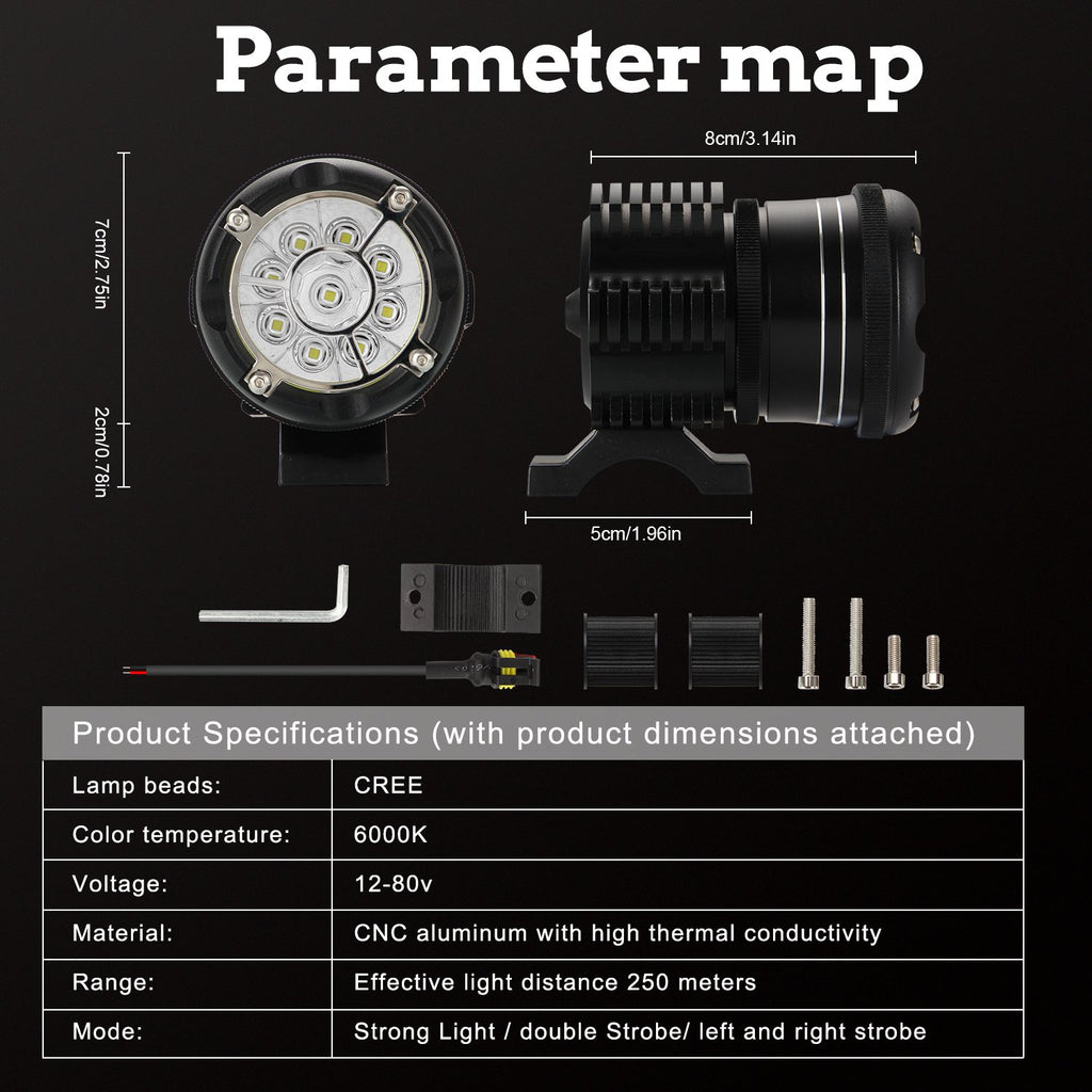 Car Led Spotlights, External Motorcycle A-pillar Lights, Off-Road Vehicle Glare Led Lights, Front Bumper Lights, A-p(Nine Beads)