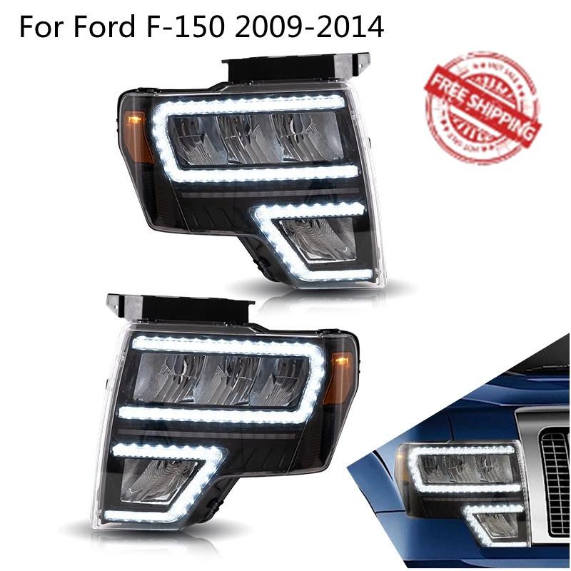 Vland Headlights Assembly For Ford F-150 2009-2014 With Full LED Start up Animation DRL Raptor Front Lamps