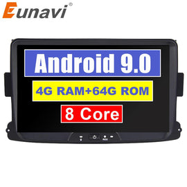 Eunavi 1 Din 8'' Android 9.0 Car GPS Navi Radio Stereo For Dacia/Sandero/Duster/Renault/Captur/Lada/Xray 2 Logan 4G RAM WIFI USB