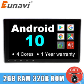 Eunavi 10.1 inch 2 Din Universal Android 10 Car Radio PC GPS Navigation 2din Stereo Bluetooth USB Headunit 1024*600 IPS NO DVD
