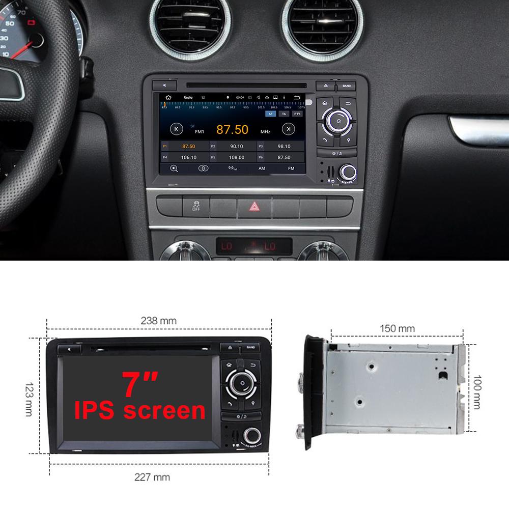 Eunavi 2 din Android 9 Car Multimedia dvd Player Autoradio Stereo For Audi A3 S3 Car Radio stereo 4G 64GB 1024*600 head unit DSP