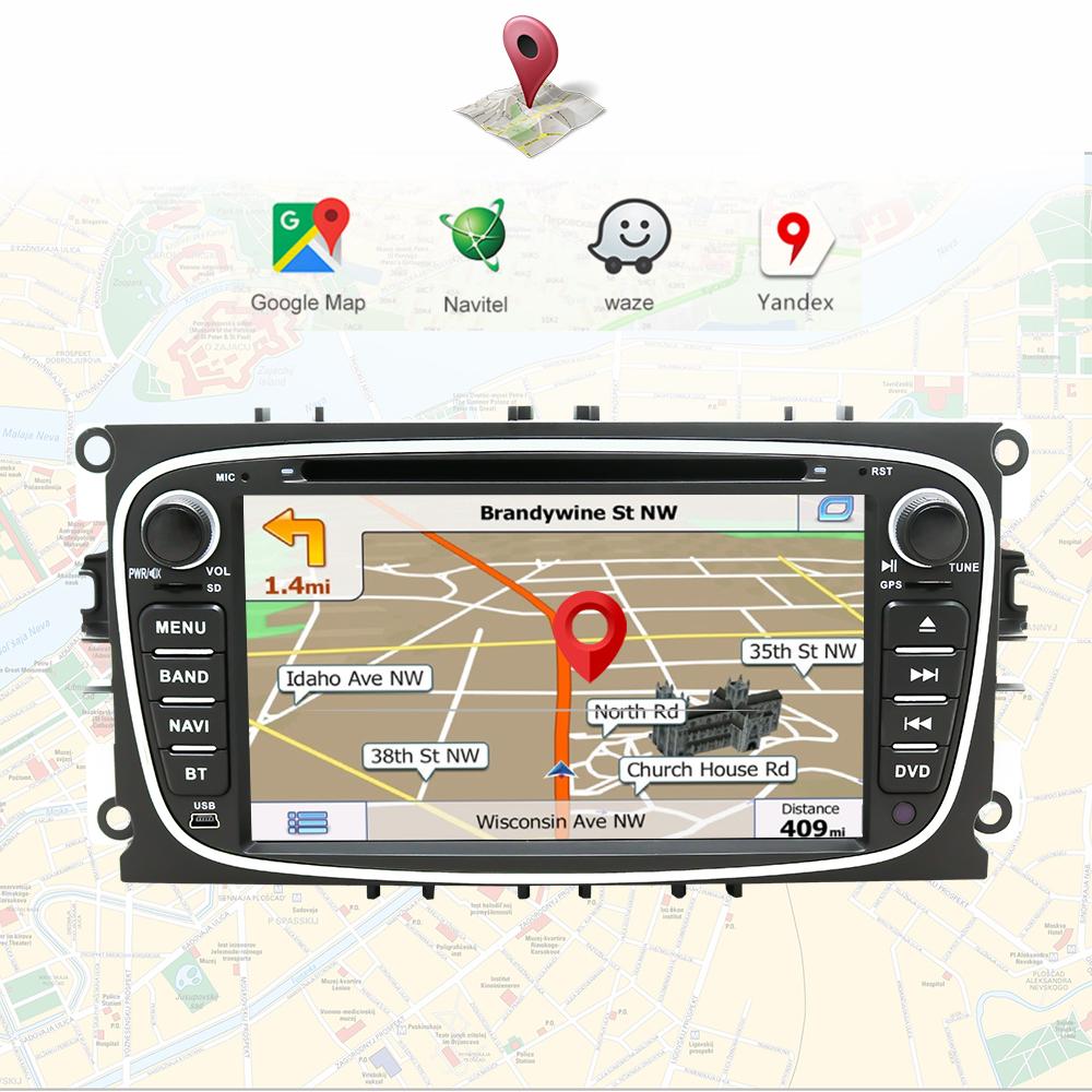 Eunavi DSP 2 Din Android Car Radio DVD Player GPS For FORD Focus 2 II Mondeo S-MAX C-MAX Galaxy 2Din Multimedia 4G 64GB 8 Core