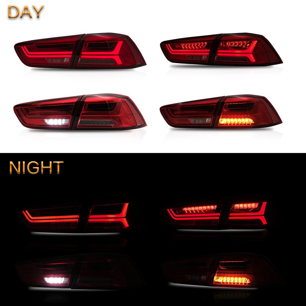 VLAND Tail Lights Assembly For Mitsubishi Lancer EVO X 2008-2019 RED Tail Lamp Assembly With Sequential Turn Signal Full LED
