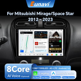 Eunavi Android 13 Car Multimedia Player for Mitsubishi Mirage/ Space Star 2012-2023 GPS Carplay Intelligent Screen Autoradio