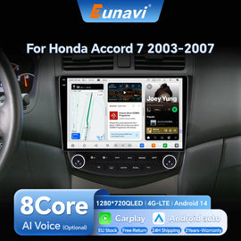 Android 13 Multimedia Stereo Navigation GPS Autoradio Screen For Honda Accord 7 2003 - 2007 Player Radio Car Carplay 5G DVD BT