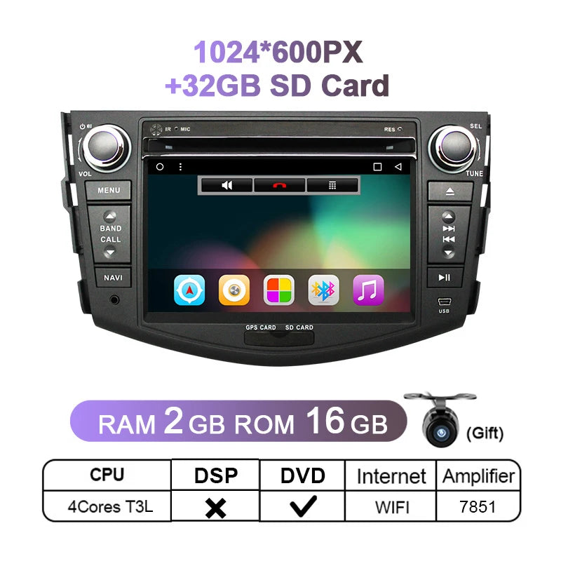 Eunavi 2 Din Android 10 Car Radio Multimedia Player For Toyota RAV4 Rav 4 2007 2008 2009 2010 2011 Headunit GPS 2Din DVD 4G 64G