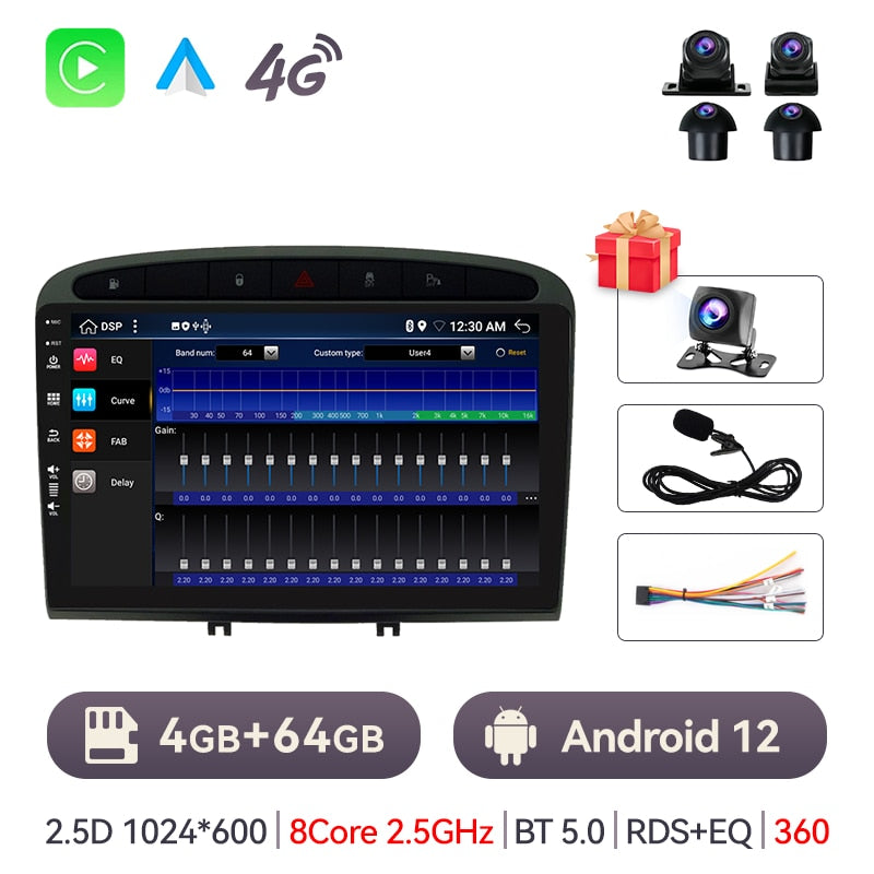 Eunavi 7862c Carplay Android Auto Radio For Peugeot 408 For Peugeot 308 308SW Car Radio Multimedia Video Player 4G Navigation