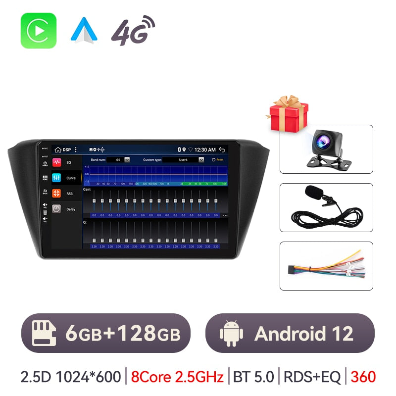 Eunavi 4G 2 Din Android 10 Car Radio For Skoda Fabia 2015 2016 - 2019 Autoradio Multimedia Player GPS QLED Carplay 2din No DVD