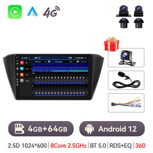 Laden Sie das Bild in den Galerie-Viewer, Eunavi 4G 2 Din Android 10 Car Radio For Skoda Fabia 2015 2016 - 2019 Autoradio Multimedia Player GPS QLED Carplay 2din No DVD