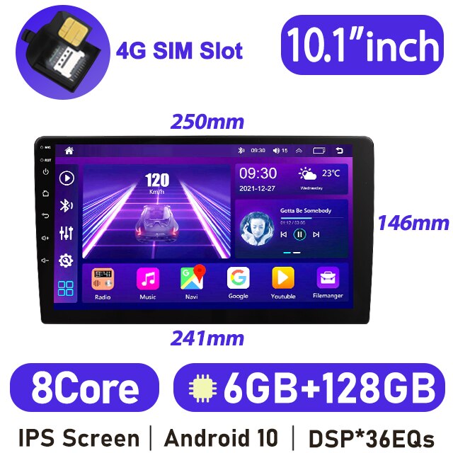 Eunavi 9''/10.1''/12.1'' 2DIN Android 10 Car Radio Stereo Multimedia Video Player Universal Head Unit GPS Carplay 2din Autoradio