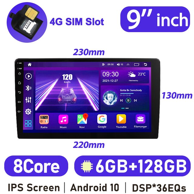 Eunavi 9''/10.1''/12.1'' 2DIN Android 10 Car Radio Stereo Multimedia Video Player Universal Head Unit GPS Carplay 2din Autoradio