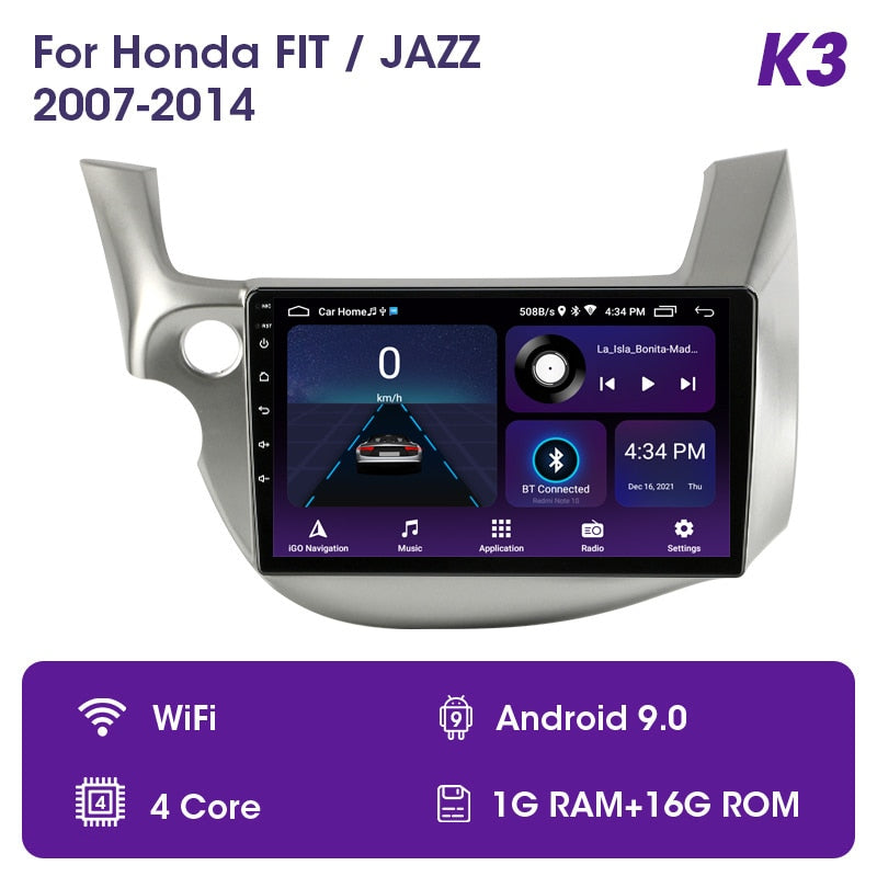 JMCQ 2 din Android 11.0 Car Radio For HONDA FIT JAZZ 2007-2013 Multimedia Video Player GPS Navigation RDS 4G Carplay Head unit