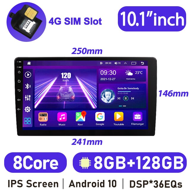 Eunavi 9''/10.1''/12.1'' 2DIN Android 10 Car Radio Stereo Multimedia Video Player Universal Head Unit GPS Carplay 2din Autoradio