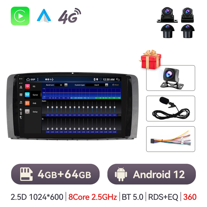 Eunavi 2 Din Android Auto Radio For Mercedes Benz AMG R-Class W251 R300 R280 R320 R350 Car Multimedia Player GPS Stereo Carplay