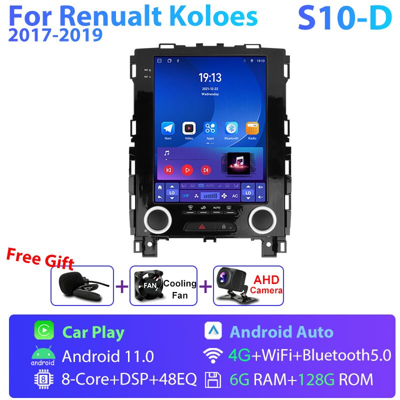 Eunavi 2Din 4G Android 11 Car Radio Multimedia Video Player  For Renault Koleos Megane 4 2017-2019 Navigation GPS