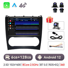 Załaduj zdjęcie do przeglądarki galerii, Eunavi 2 din 8Core 2.5GHz Android Auto Radio for Mercedes Benz C Class W203 2005-2009 C200 C230 C240 C320 C350 CLK W209 GPS