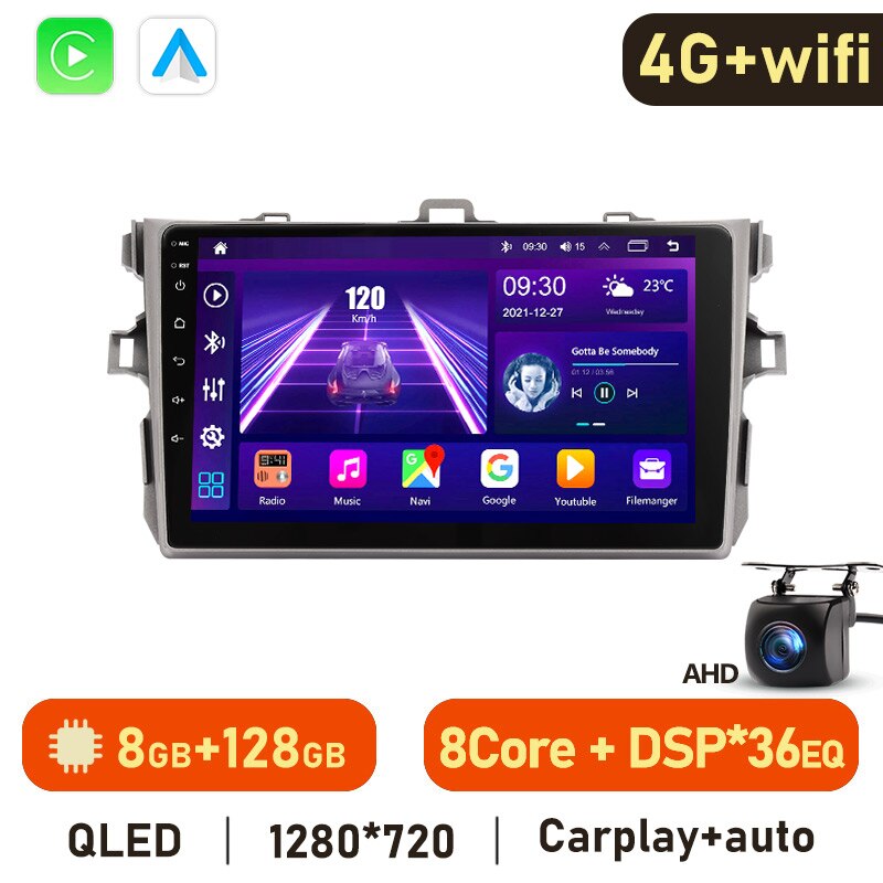 Eunavi Android 10 Car Radio Multimedia Player GPS For Toyota Corolla 2006-2013 Auto Audio 4G 64G DSP Carplay 2 Din DSP