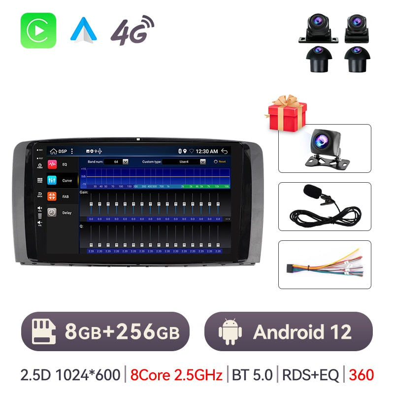 Eunavi 2 Din Android Auto Radio For Mercedes Benz AMG R-Class W251 R300 R280 R320 R350 Car Multimedia Player GPS Stereo Carplay