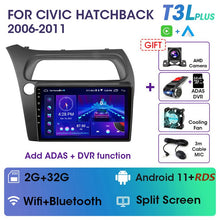 Cargar imagen en el visor de la galería, Eunavi 4G WIFI Carplay 2din Android 11.0 Car Radio For Honda Civic Hatchback 2006-2011 Multimidia Video Player Navigation GPS