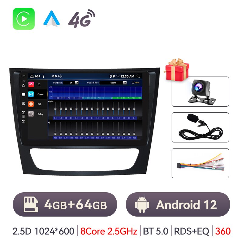 Eunavi 4G 2Din Android Auto Radio For Mercedes Benz E-class W211 E200 E220 E300 E350 E240 E270 E280 CLS CLASS W219 Car Radio GPS