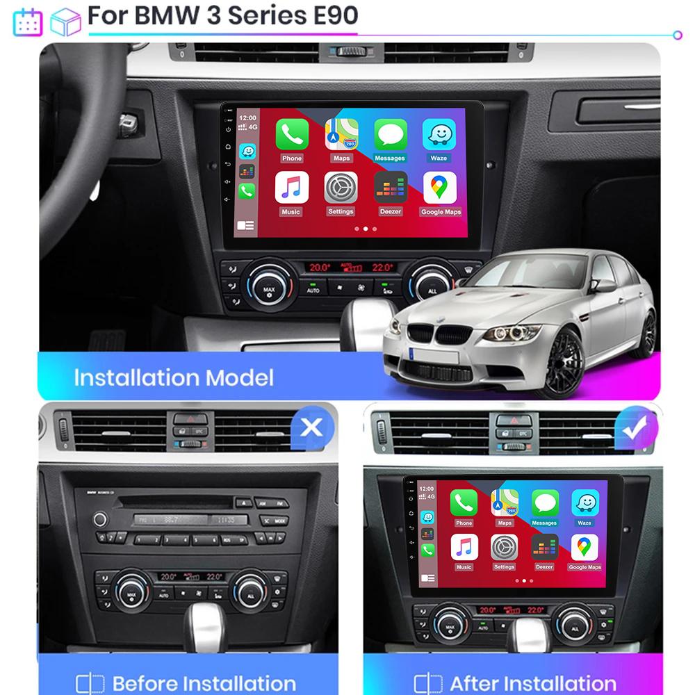 Eunavi Android 12 DSP Car Radio Multimedia Player For BMW 3-Series E90 E91 E92 E93 2005 - 2013 Navigation GPS OBD No DVD 2din