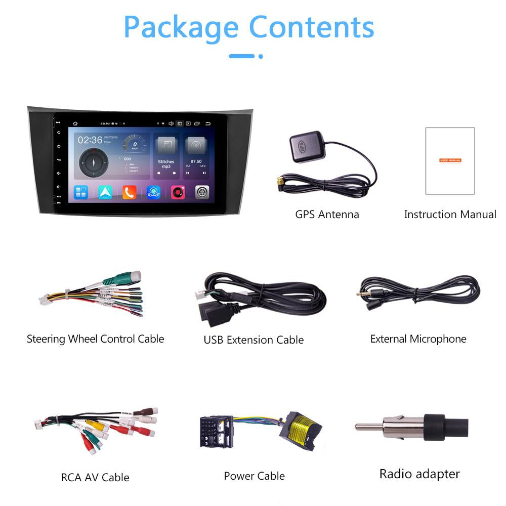 Eunavi 2 Din Android 12 Radio DVD Player For Mercedes Benz E-class E Class W211 E200 CLS 2002-2010 GPS Multimedia