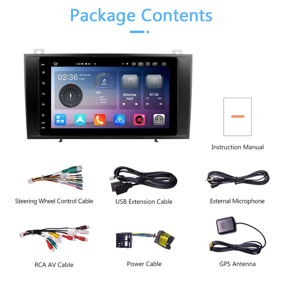 Eunavi 2 Din Android 12 Radio DVD Player For Mercedes Benz SLK-Class SLK Class R171 2004-2009 GPS Multimedia