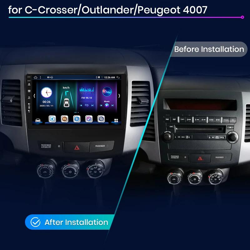 Eunavi Android Auto Car Radio Multimidia For Mitsubishi Outlander xl 2 2005-2011 For Citroen C-Crosser Carplay 2din autoradio