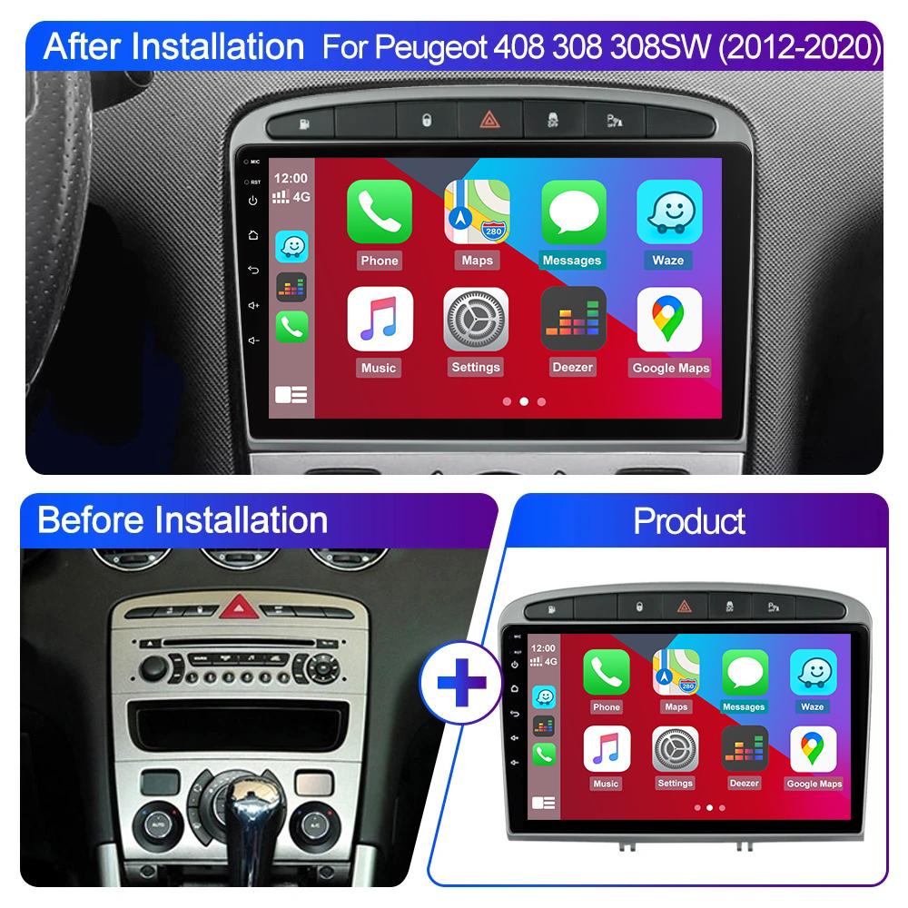 Eunavi 7862c Carplay Android Auto Radio For Peugeot 408 For Peugeot 308 308SW Car Radio Multimedia Video Player 4G Navigation