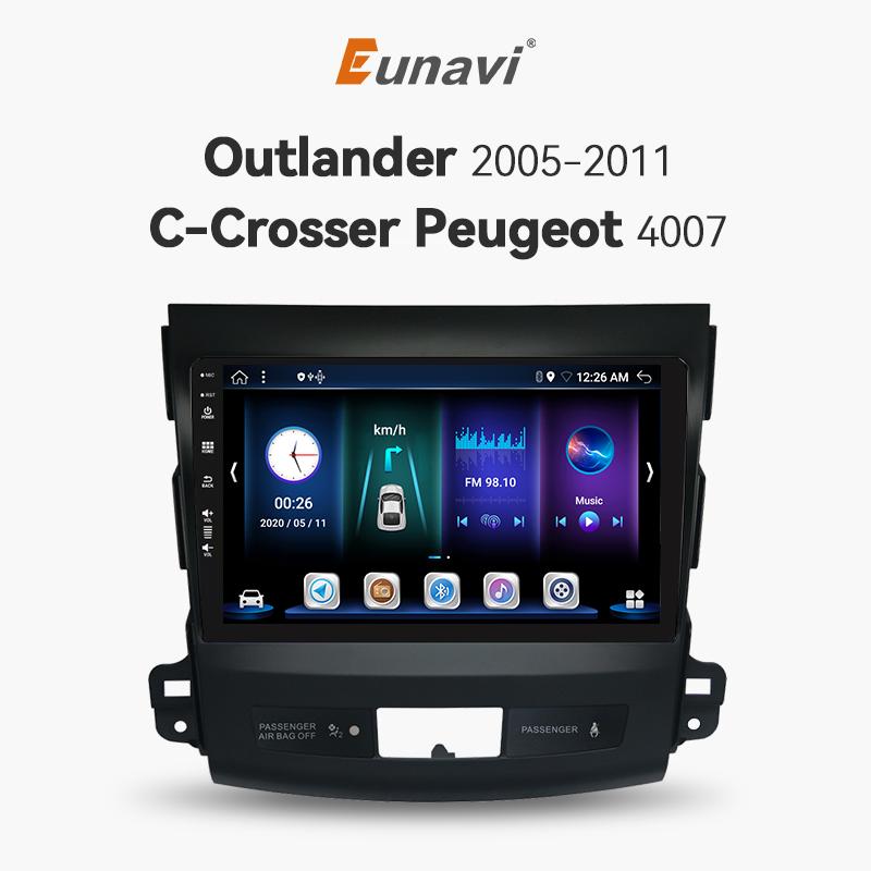 Eunavi Android Auto Car Radio Multimidia For Mitsubishi Outlander xl 2 2005-2011 For Citroen C-Crosser Carplay 2din autoradio