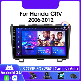 Eunavi 9'' 4G WiFi 2din Android 11.0 Car Radio Multimedia Player Navigation GPS For Honda CRV CR-V 2006-2012 Carplay DVD