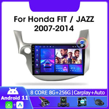 Load image into Gallery viewer, JMCQ 2 din Android 11.0 Car Radio For HONDA FIT JAZZ 2007-2013 Multimedia Video Player GPS Navigation RDS 4G Carplay Head unit