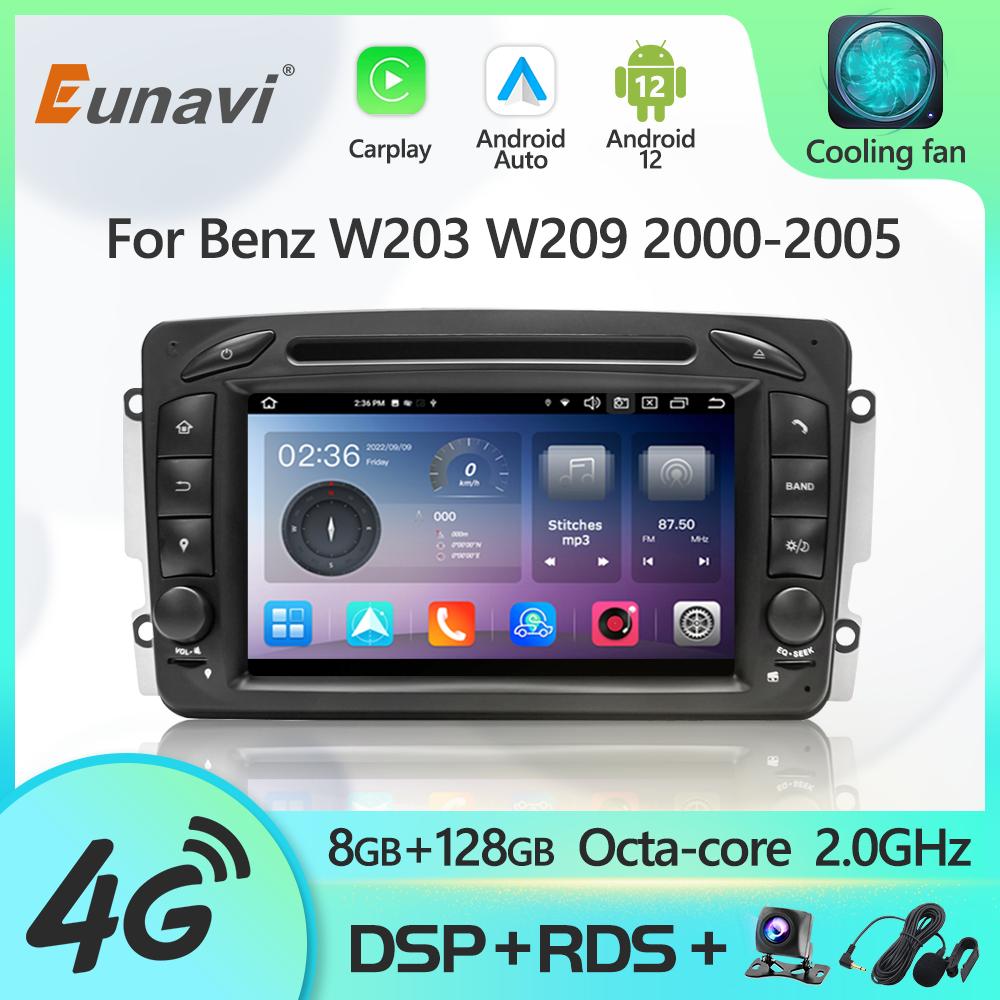 Eunavi 2 Din Android 12 Radio DVD Player For Mercedes Benz W203 Vito W639 VaneoCLK W209 W210M 2000-2005 GPS Carplay Multimedia