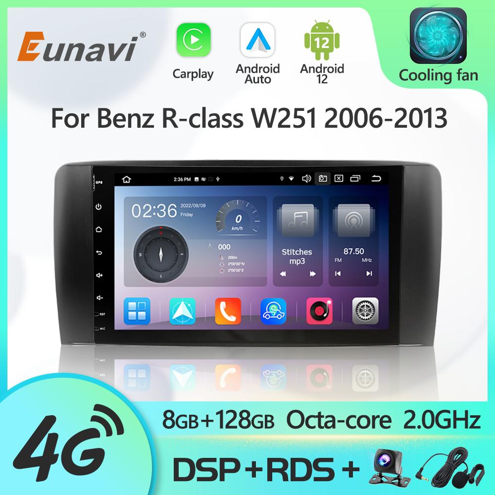 Eunavi 2 Din Android 12 Radio DVD Player For Mercedes Benz R-Class R Class W251 R280 R300 R320 2006-2013 GPS Multimedia