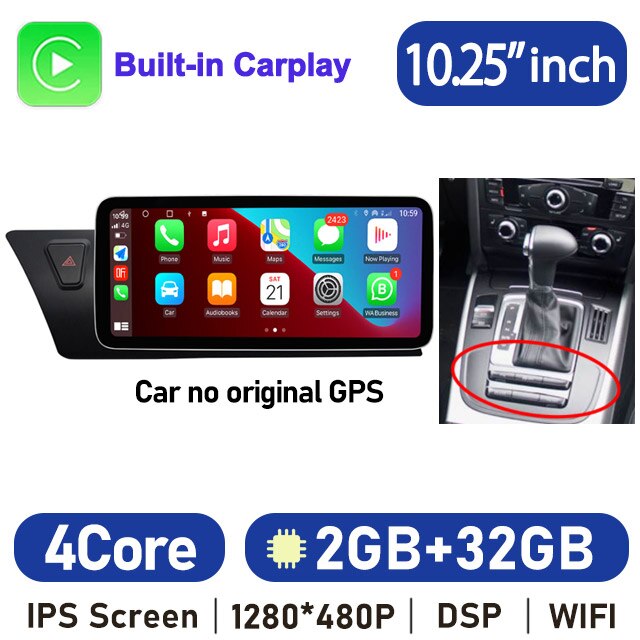 8.8" 8 Core Android 10 System Car Radio Stereo For Audi Q5 2009-2016 WIFI 4G 4+64GB Carplay BT Touch Screen GPS Navi Receiver