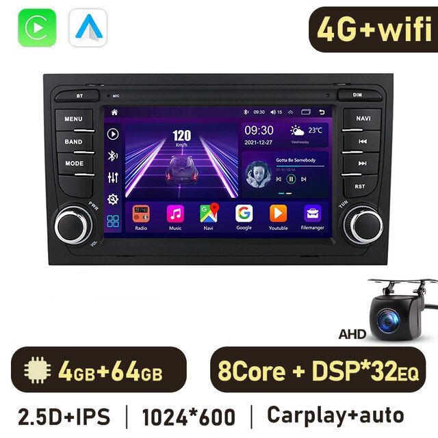 Eunavi 2 Din Car radio multimedia Player Automotivo For Audi A4 S4 2002-2008 2din stereo dvd cd gps navigation 4G 64GB Headunit