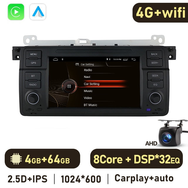 Eunavi 4G Android 10 Car Radio Multimedia Video Player For BMW E46 Coupe (M3 Rover) 318i 320i 325i 1998-2006 2DIN 2 DIN Carplay